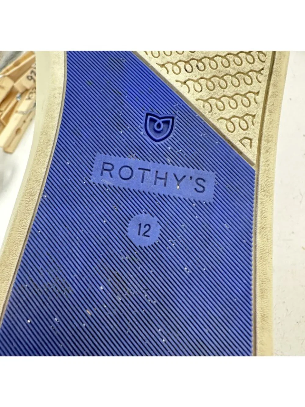 Rothys The Sneaker Slip On Women Size 12 White Grey Striple Casual Comfort Shoes - Picture 9 of 11